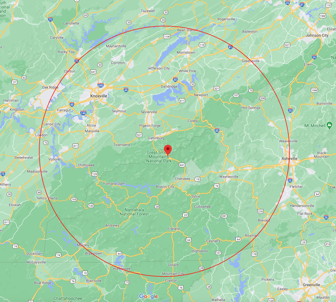 area for point and radius geospatial search