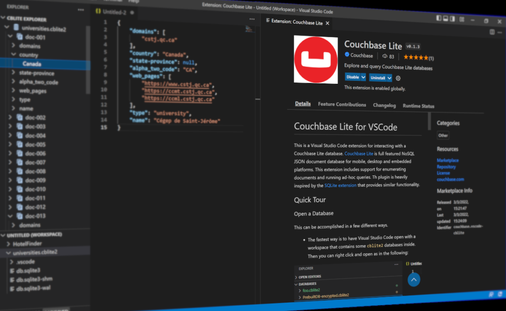 VSCode extension for Couchbase Lite databases