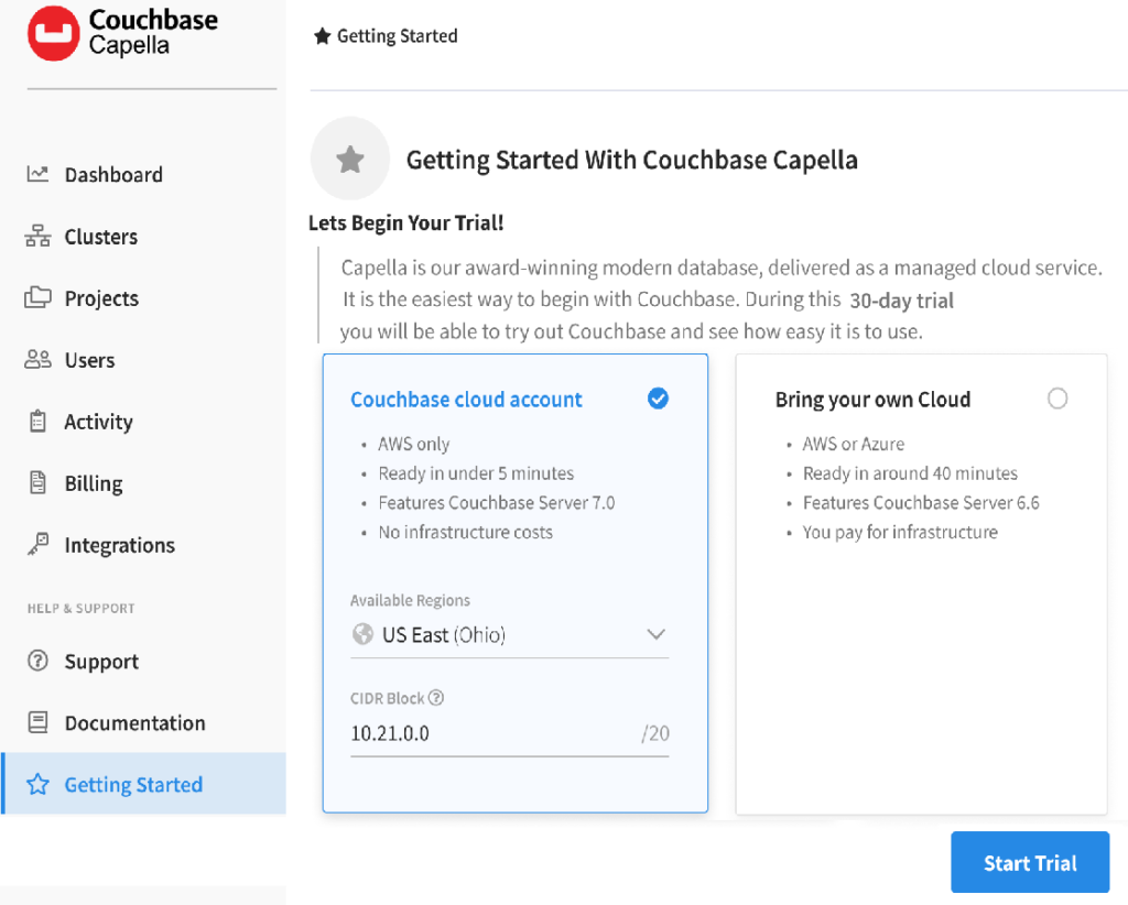 Couchbase Capella signup