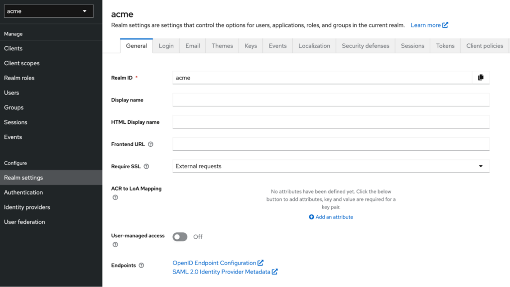 get the SAML configuration