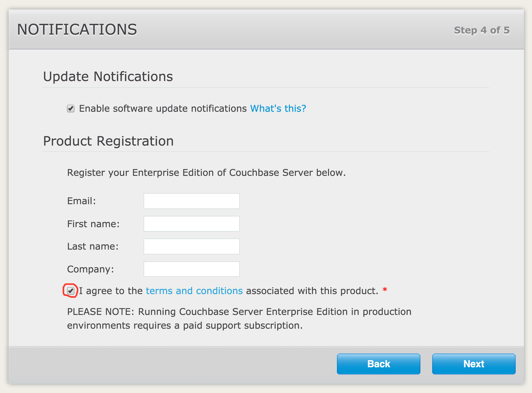 Couchbase Server Installation Step 4