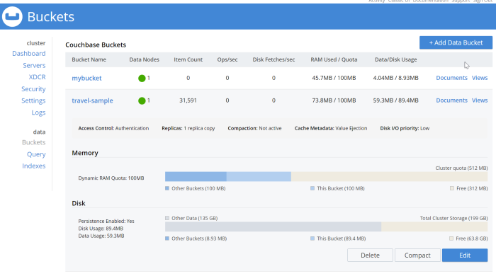 Couchbase Server Bucket UI